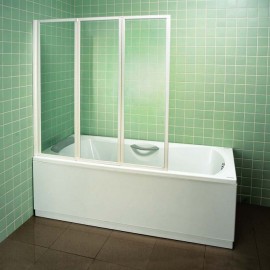 Шторка на ванну Ravak VS3 130 Transparent, профиль белый  фото - center-santehniki.ru